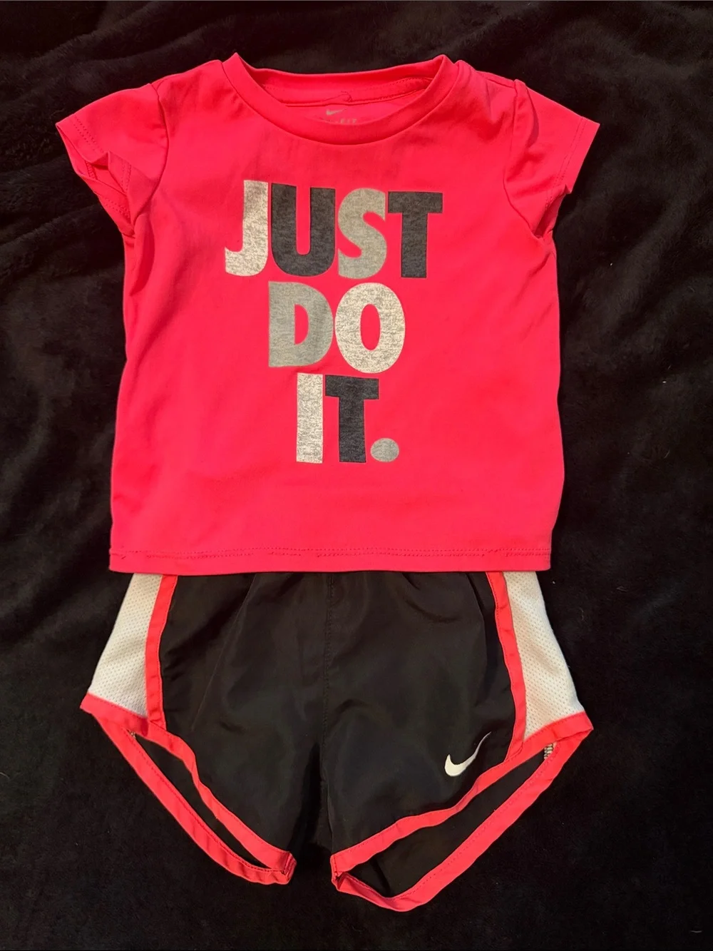 Nike Hot Pink and Black Girls' Athletic Two-Piece Set